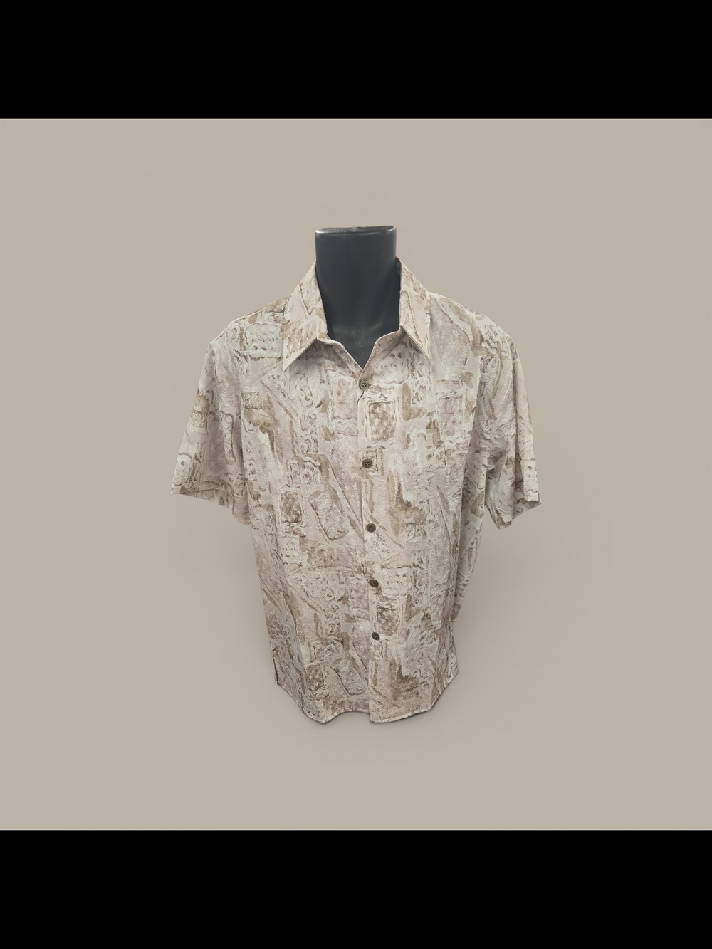 PRONTI MENS SAGE, WHITE, IVORY PRINT SHORT SLEEVE GEOMETRIC PRINT SHIRT. S8704